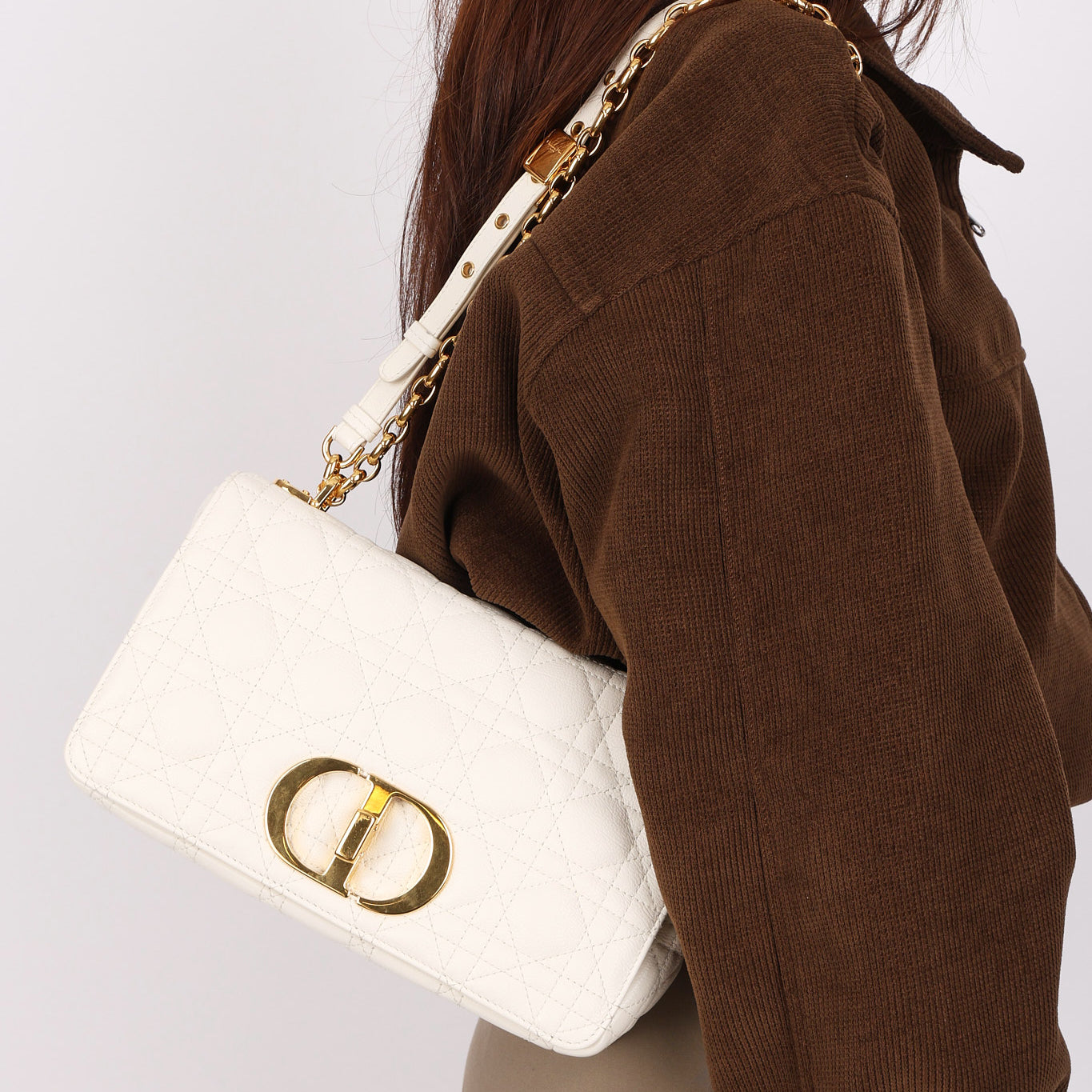 Christian Dior Medium Caro Bag White