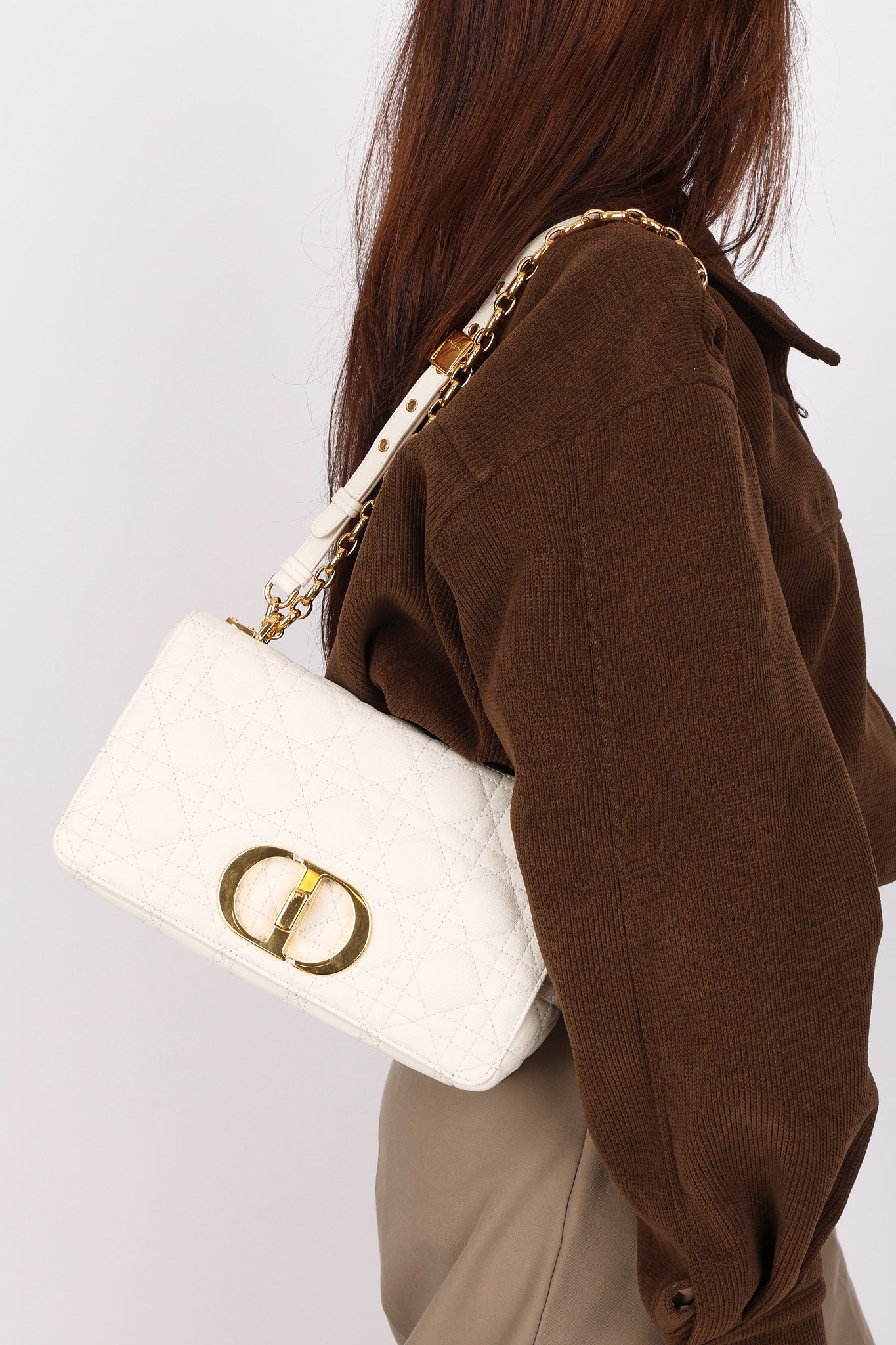 Christian Dior Medium Caro Bag White