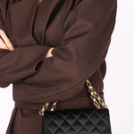 Chanel Mini Square Flap Bijoux Chain Black Satin 1991 24K GP