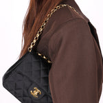 Chanel Mini Square Flap Bijoux Chain Black Satin 1991 24K GP