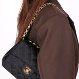 Chanel Mini Square Flap Bijoux Chain Black Satin 1991 24K GP