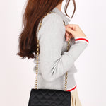 Chanel Mini Square Flap Bijoux Chain Black Satin 24K GP