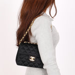 Chanel Mini Square Flap Bijoux Chain Black Satin 24K GP