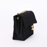 Chanel Mini Square Flap Bijoux Chain Black Satin 1991 24K GP