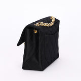 Chanel Mini Square Flap Bijoux Chain Black Satin 1991 24K GP