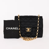 Chanel Mini Square Flap Bijoux Chain Black Satin 24K GP