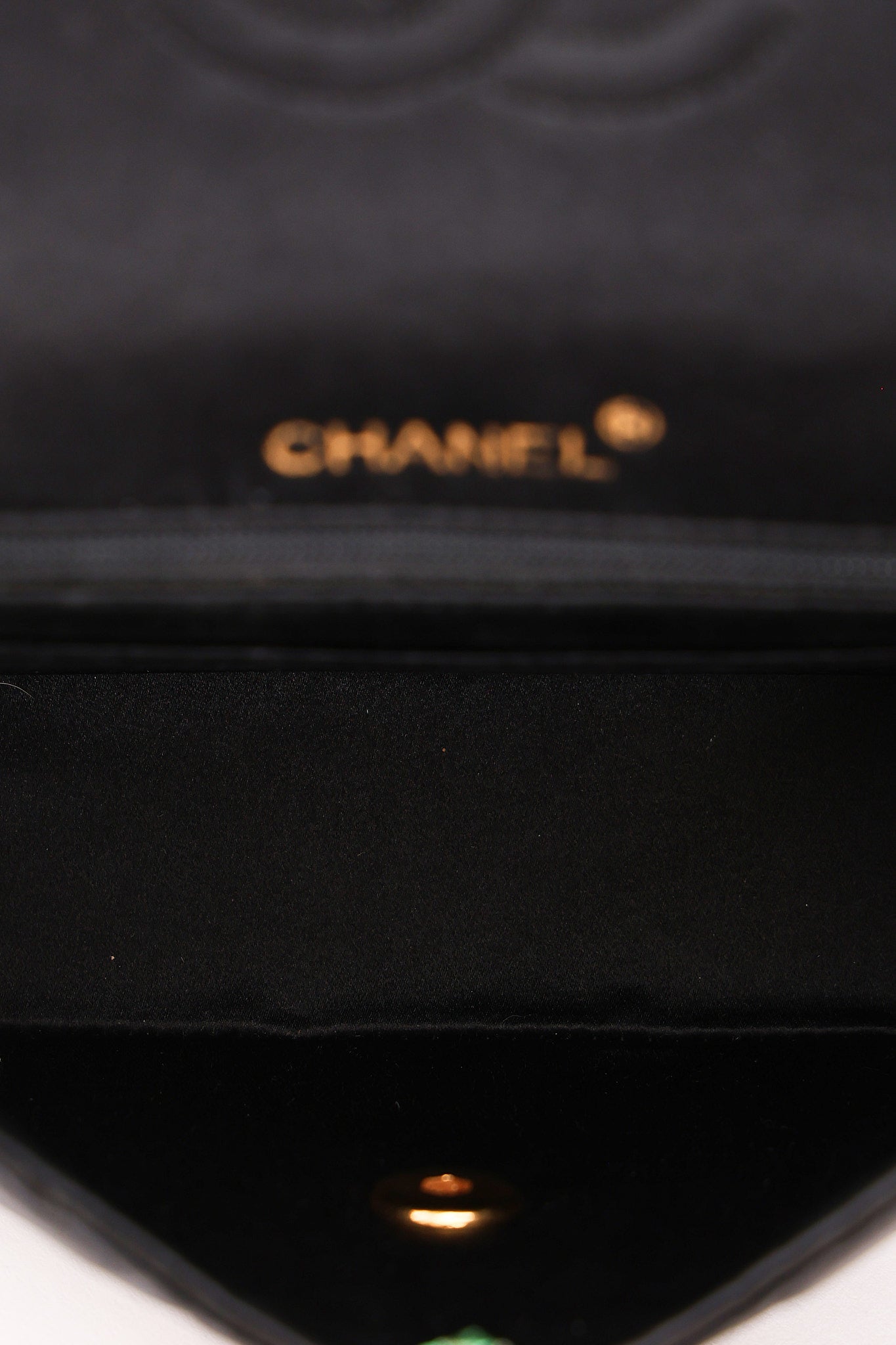 Chanel Mini Square Flap Bijoux Chain Black Satin 24K GP