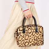 Fendi Leopard Print Ponyhair Top Handle Bag