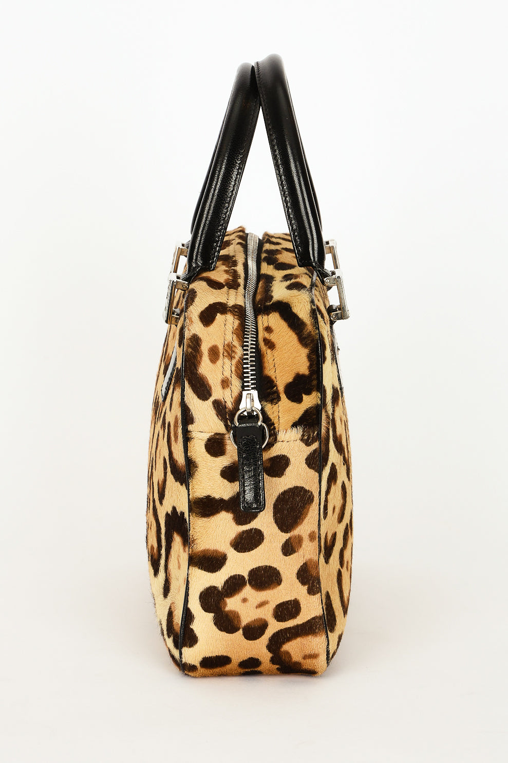 Fendi Leopard Print Ponyhair Top Handle Bag