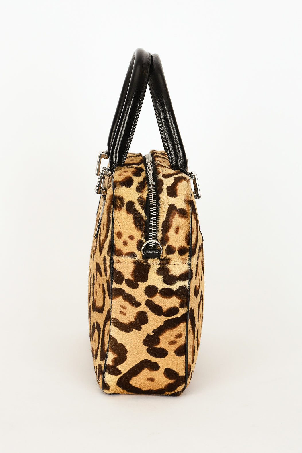 Fendi Leopard Print Ponyhair Top Handle Bag