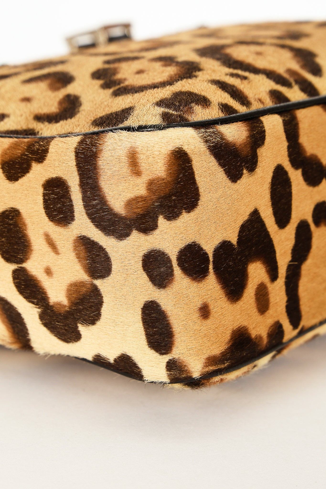 Fendi Leopard Print Ponyhair Top Handle Bag