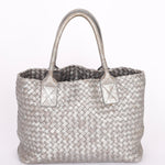 Bottega Veneta Intrecciato Small Cabat Tote Metallic Silver