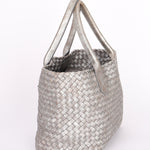 Bottega Veneta Intrecciato Small Cabat Tote Metallic Silver