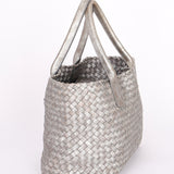 Bottega Veneta Intrecciato Small Cabat Tote Metallic Silver