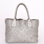 Bottega Veneta Intrecciato Small Cabat Tote Metallic Silver