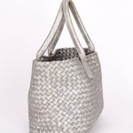 Bottega Veneta Intrecciato Small Cabat Tote Metallic Silver