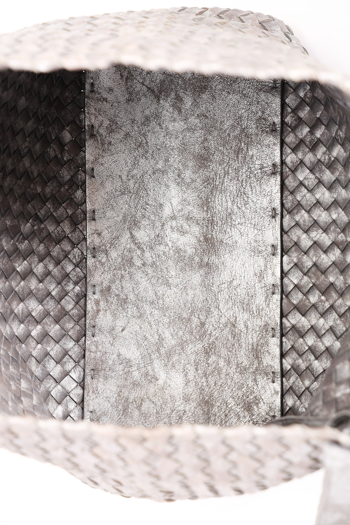Bottega Veneta Intrecciato Small Cabat Tote Metallic Silver