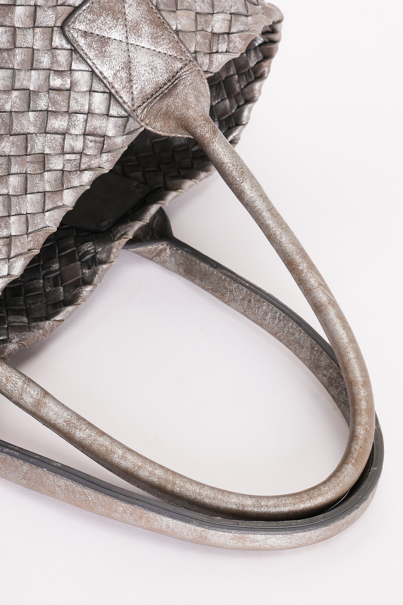 Bottega Veneta Intrecciato Small Cabat Tote Metallic Silver