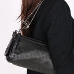 Chanel Perforated Pulley Shoulder Bag Black Caviar SHW