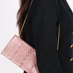 Saint Laurent Lacquer Ayers Snakeskin Midnight Clutch