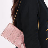 Saint Laurent Lacquer Ayers Snakeskin Midnight Clutch