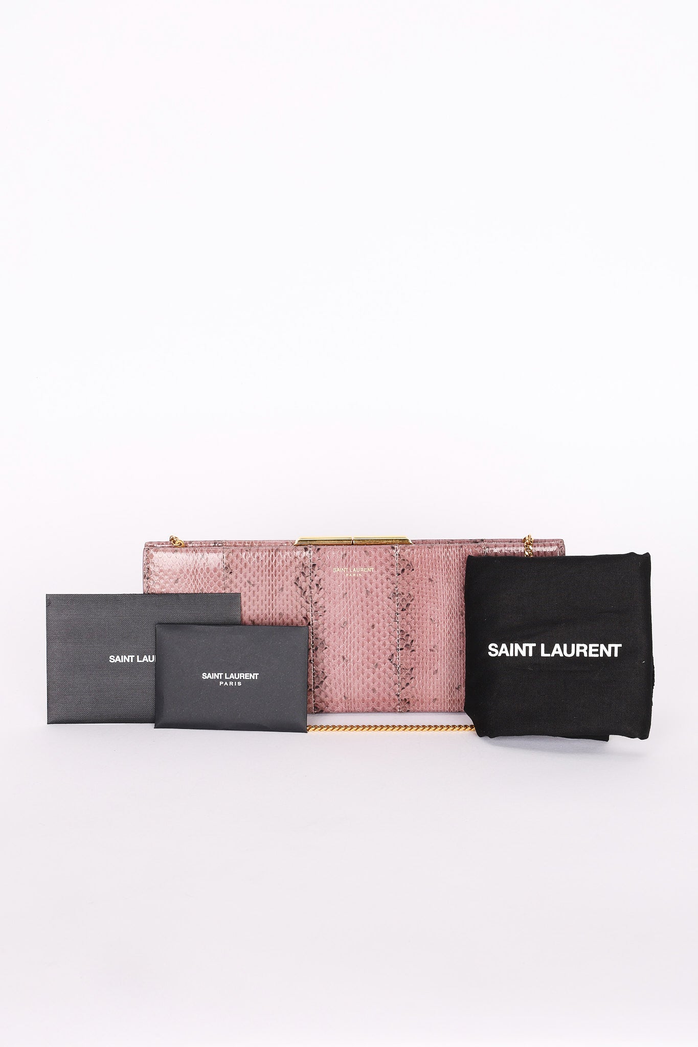 Saint Laurent Lacquer Ayers Snakeskin Midnight Clutch