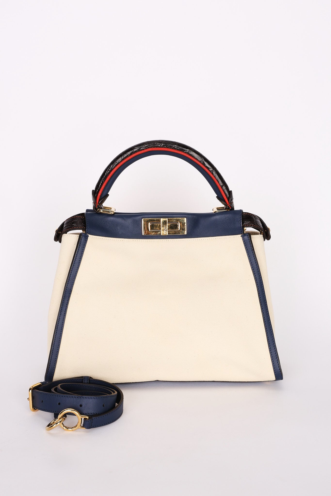 Fendi Medium Peekaboo with Crocodile Top Handle