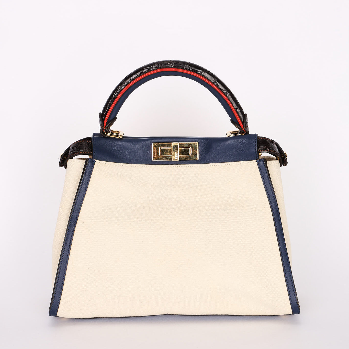 Fendi Medium Peekaboo with Crocodile Top Handle