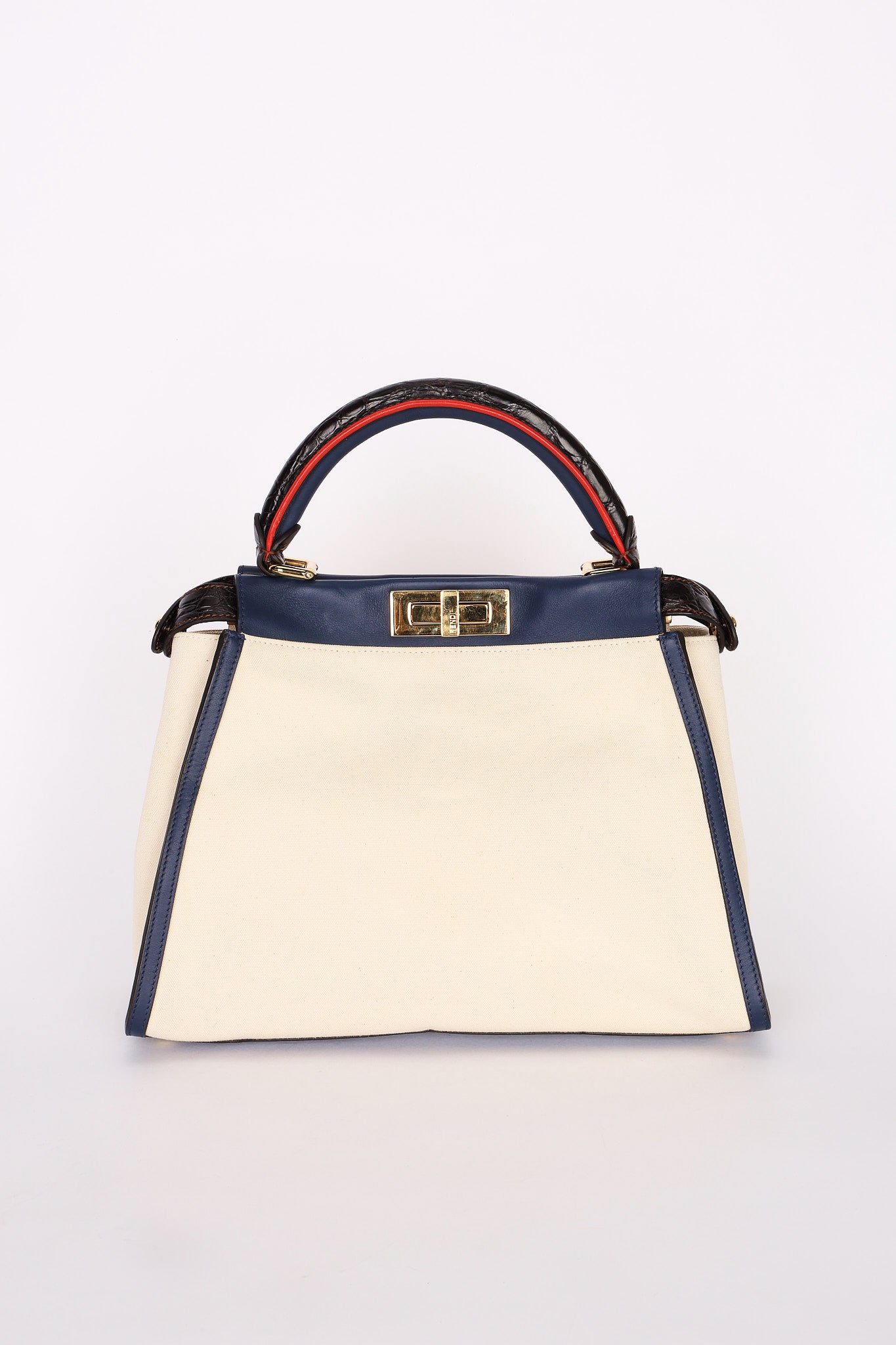 Fendi Medium Peekaboo with Crocodile Top Handle