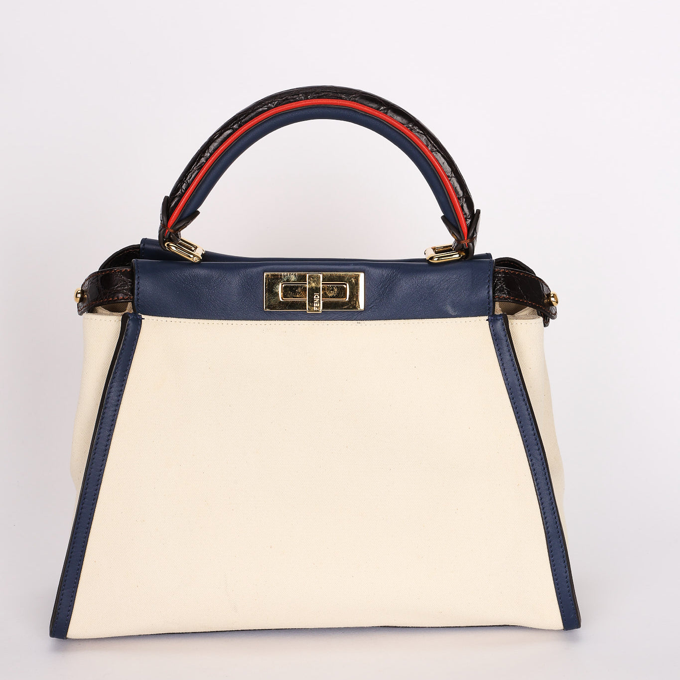 Fendi Medium Peekaboo with Crocodile Top Handle