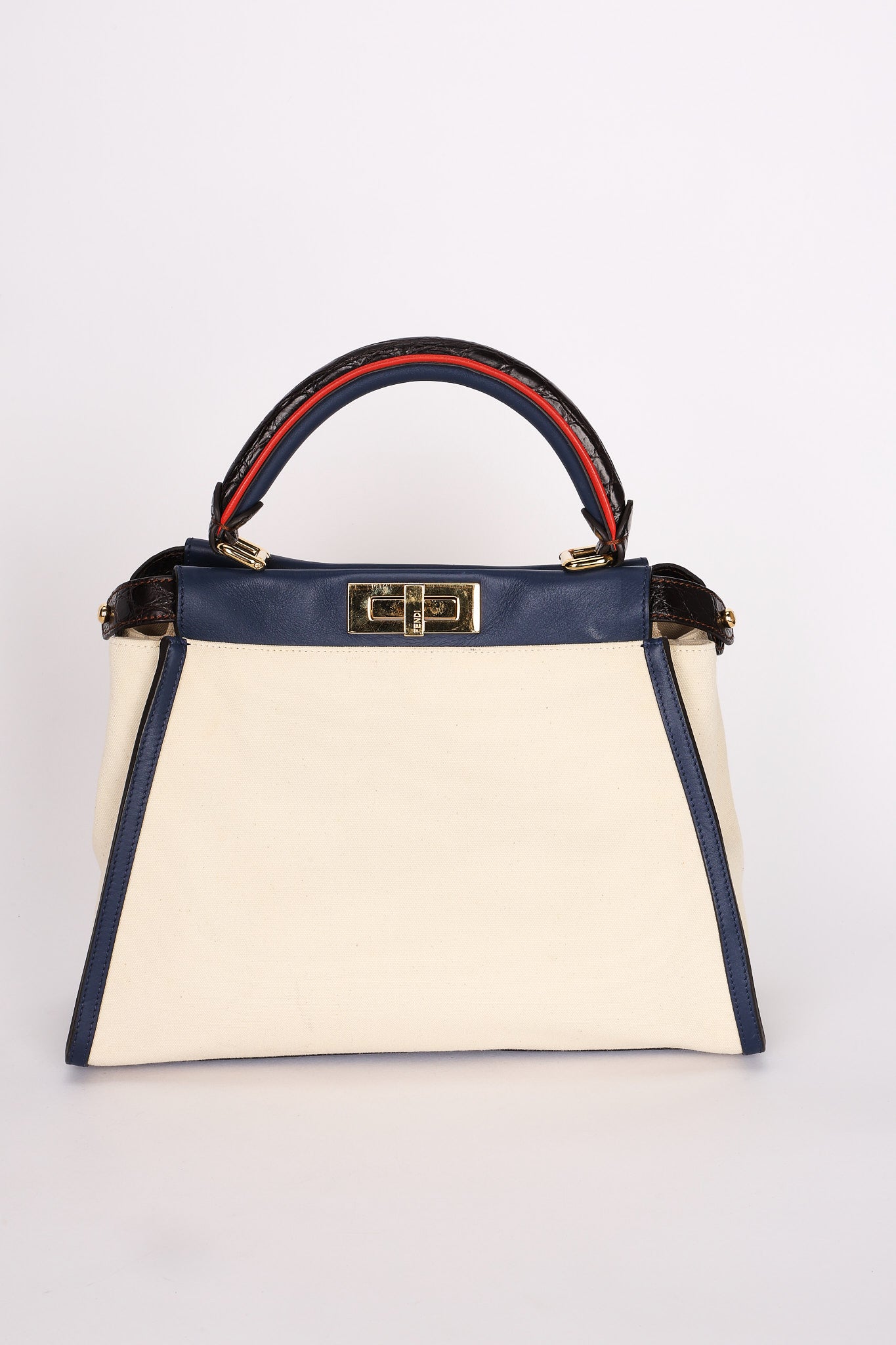 Fendi Medium Peekaboo with Crocodile Top Handle