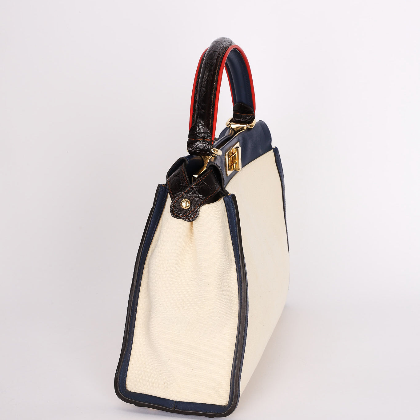 Fendi Medium Peekaboo with Crocodile Top Handle