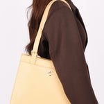 Chanel Front Pocket Buckle Strap Tote Beige Caviar GHW