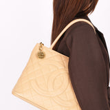 Chanel Timeless Medallion Tote Beige Caviar GHW