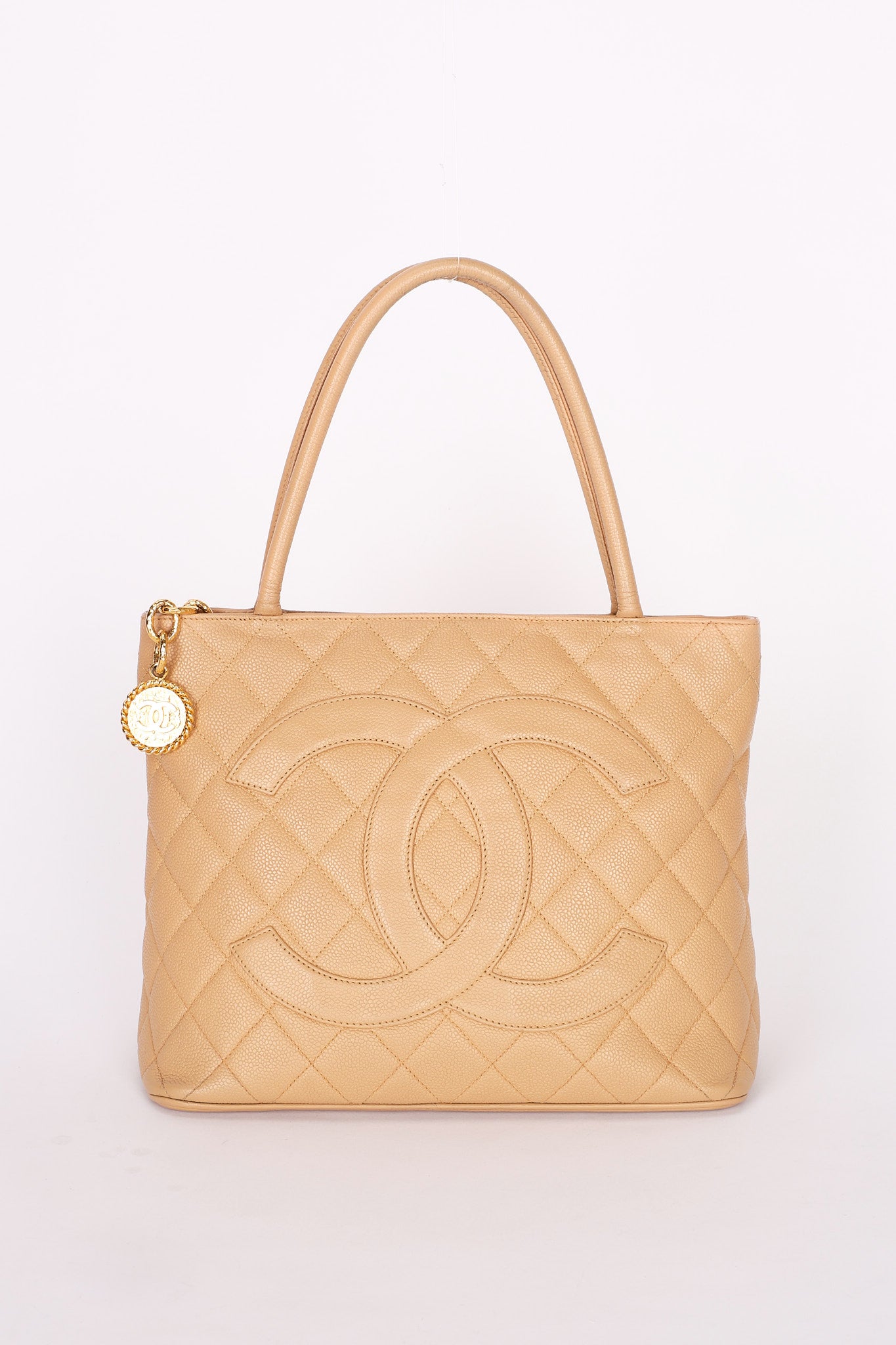 Chanel Caviar Beige Medallion Tote