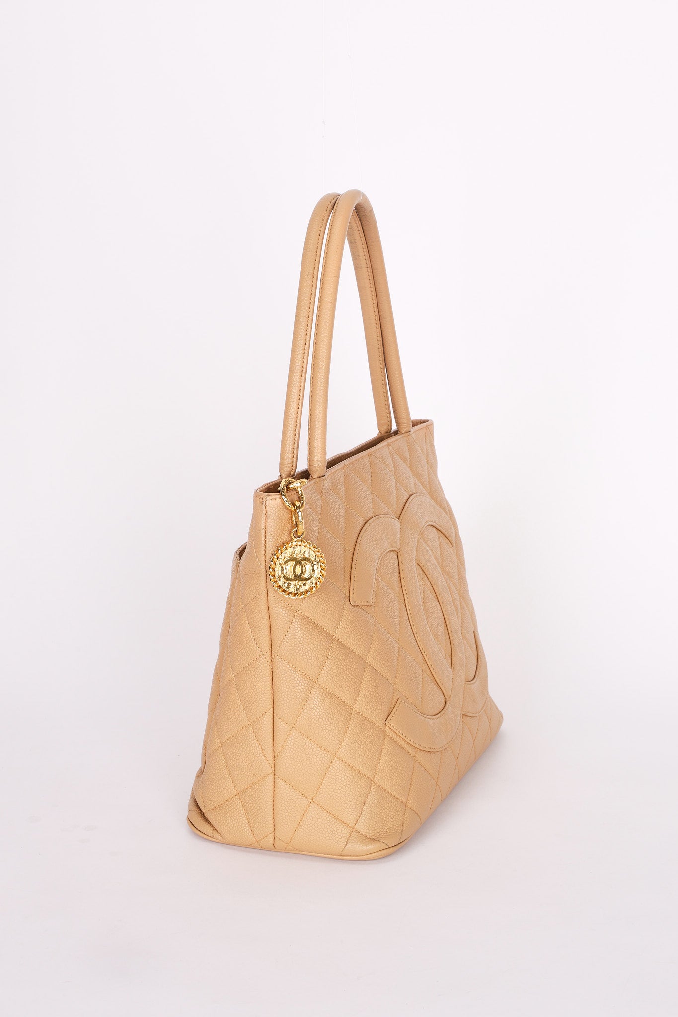 Chanel Caviar Beige Medallion Tote