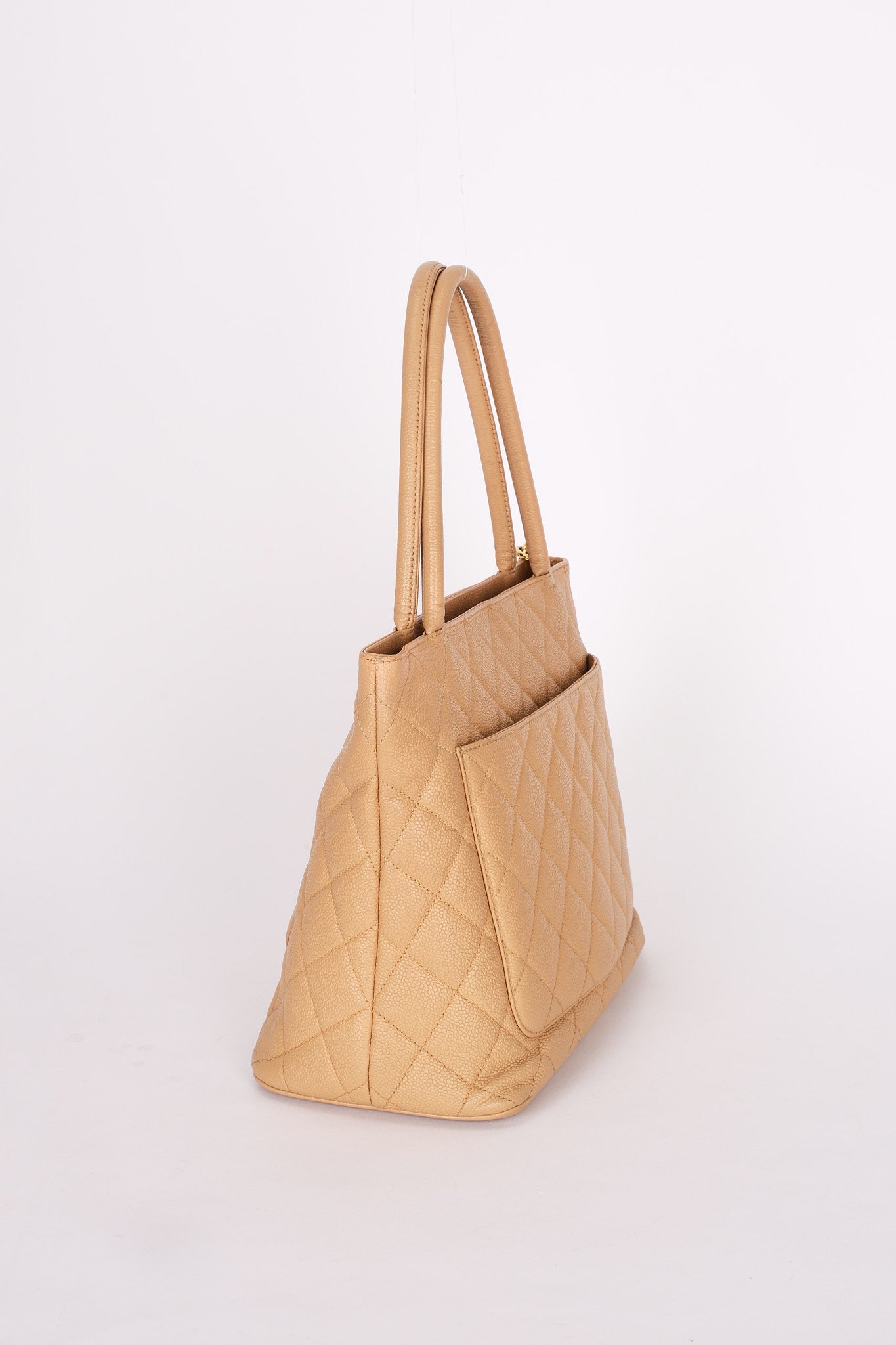 Chanel Caviar Beige Medallion Tote
