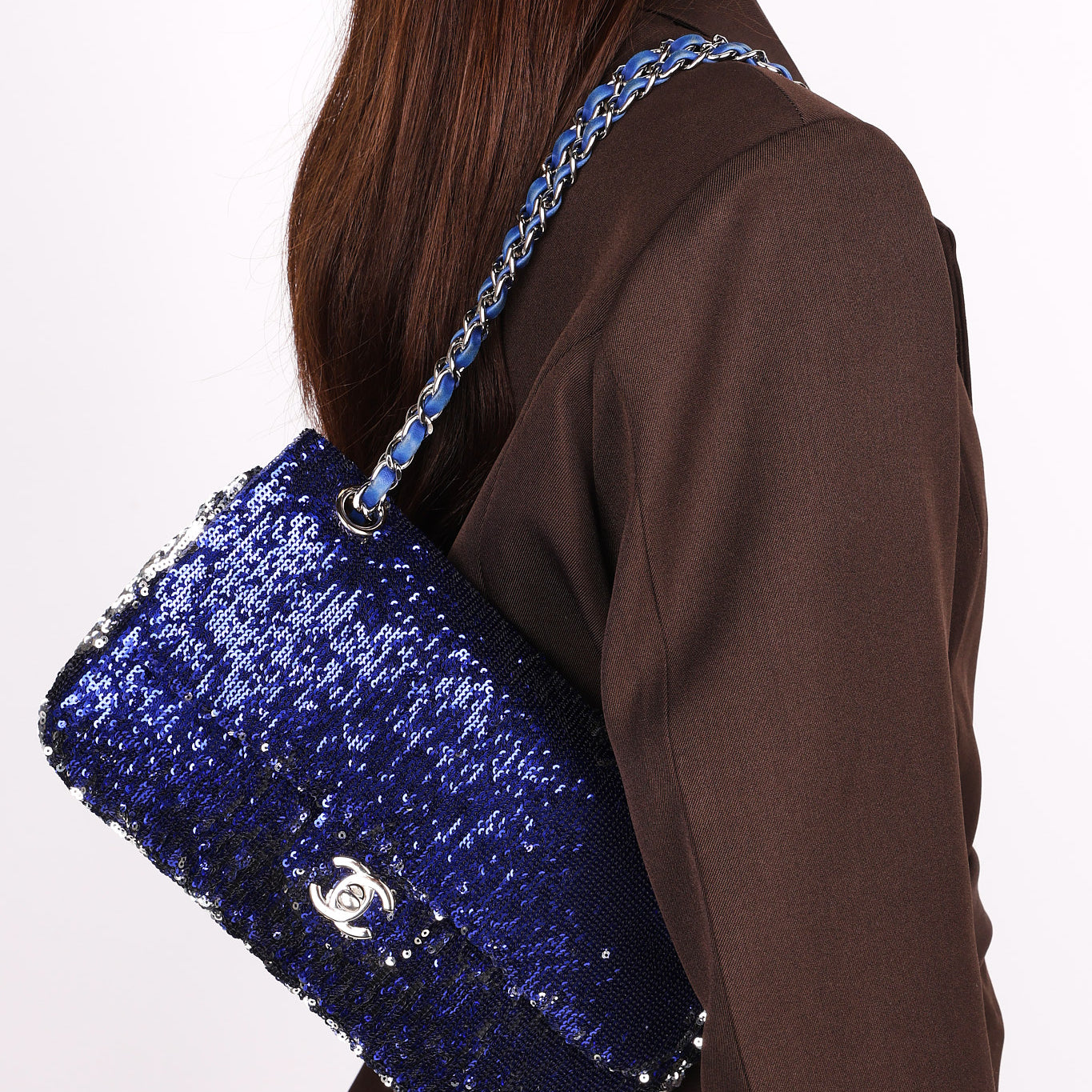 Chanel Medium Sequin Single Flap SHW