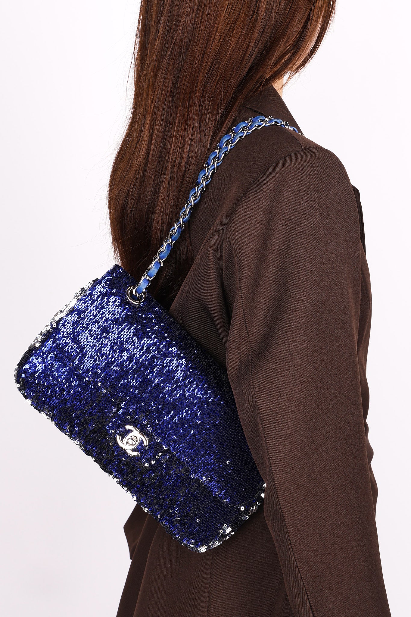 Chanel Medium Sequin Single Flap SHW