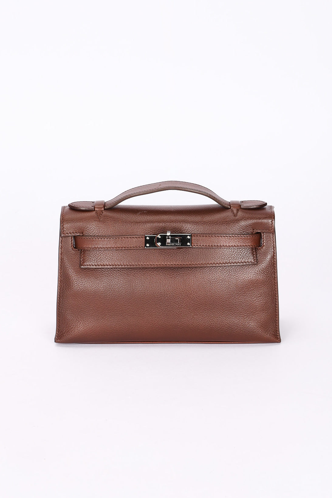 Hermès Kelly Pochette Chocolat Evergrain 2005 RHW