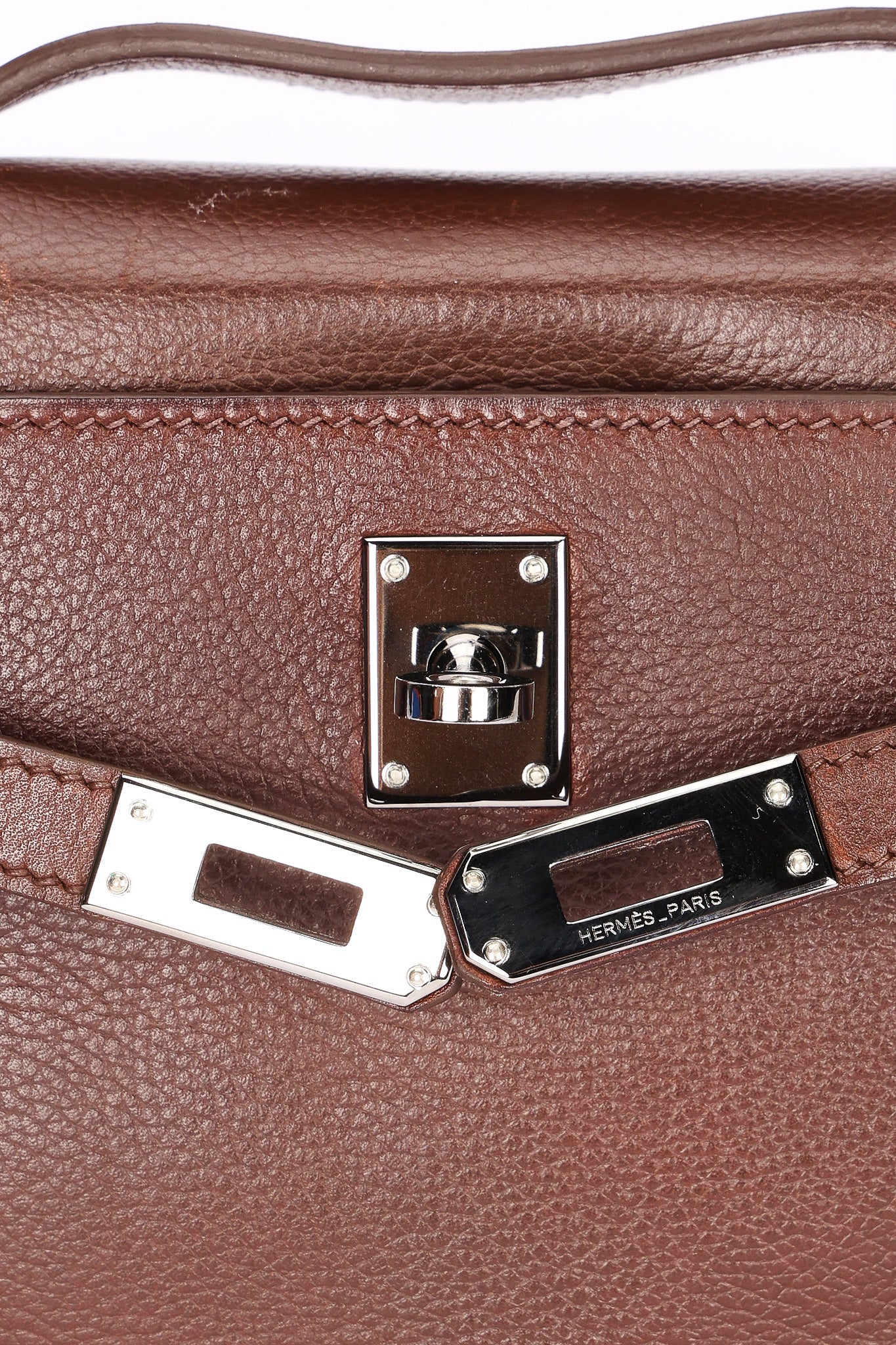 Hermès Kelly Pochette Chocolat Evergrain 2005 RHW