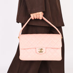 Chanel Double Sided Medium Classic Flap Shoulder Bag Pink Lambskin 24K GP