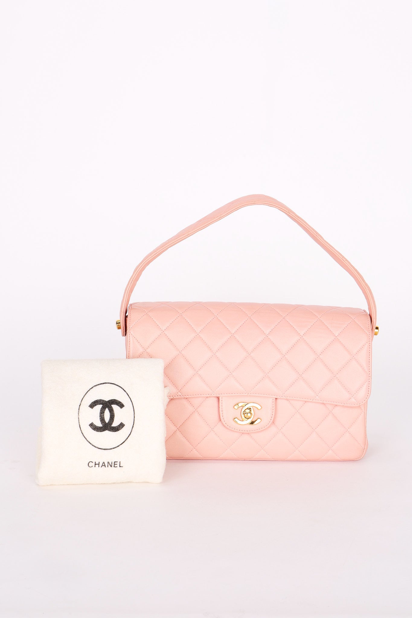 Chanel Double Sided Medium Classic Flap Shoulder Bag Pink Lambskin 24K GP