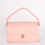 Chanel Double Sided Medium Classic Flap Shoulder Bag Pink Lambskin 24K GP