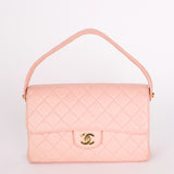 Chanel Double Sided Medium Classic Flap Shoulder Bag Pink Lambskin 24K GP