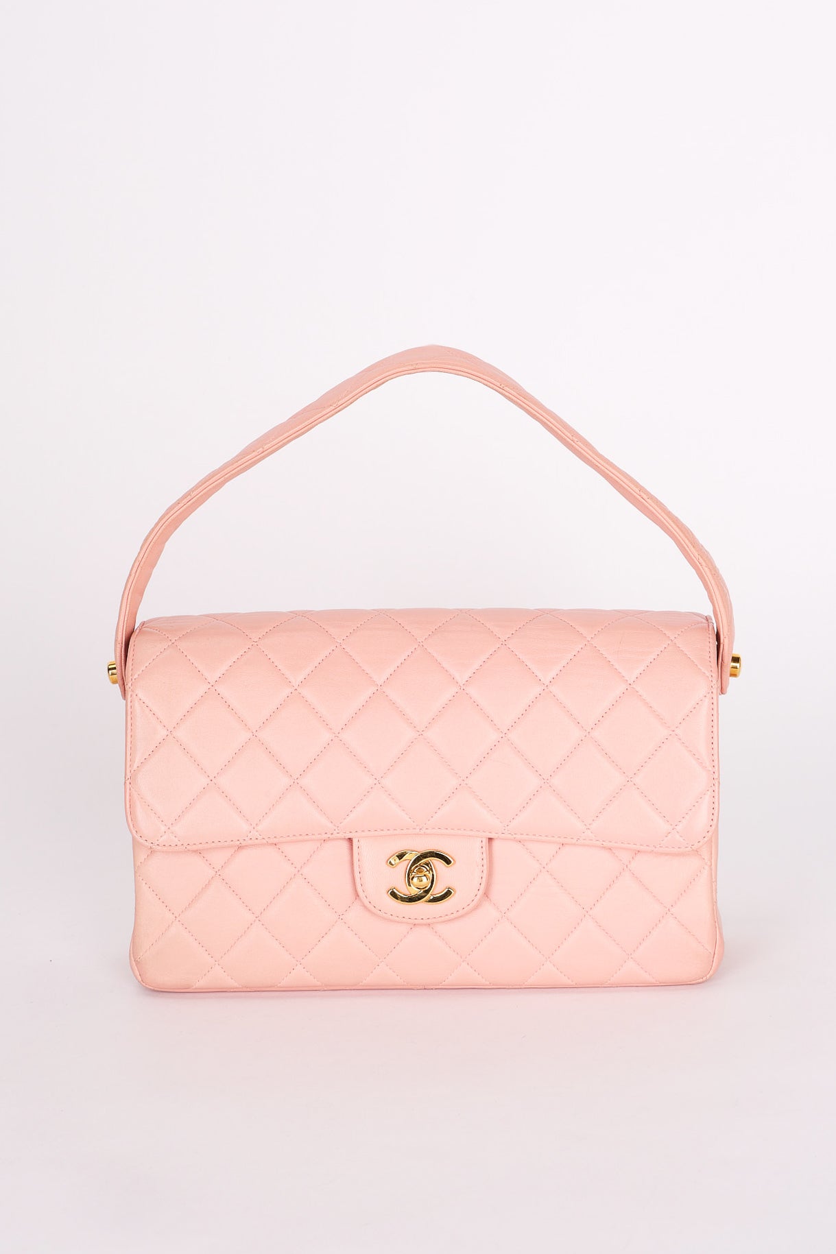 Chanel Double Sided Medium Classic Flap Shoulder Bag Pink Lambskin 24K GP