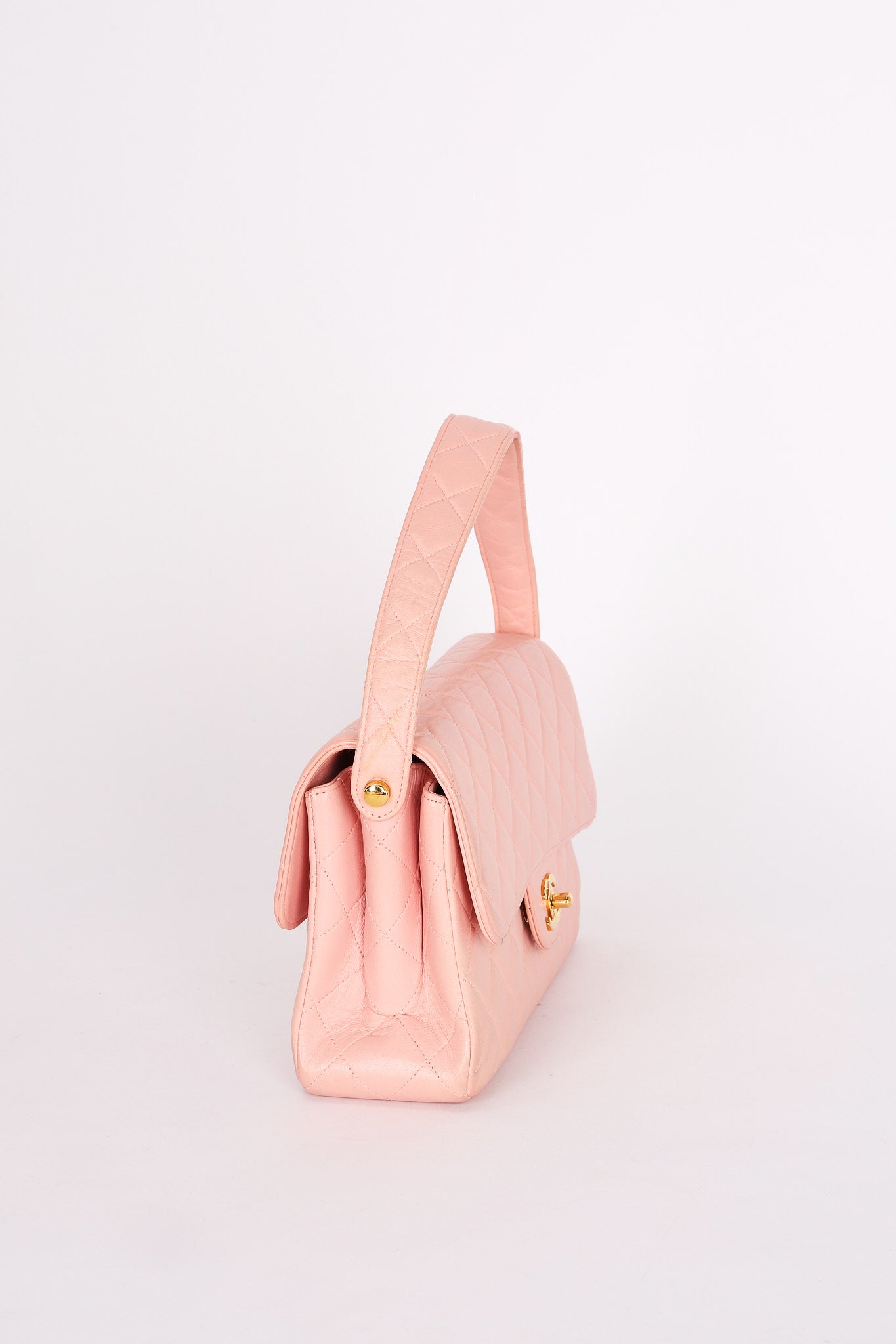 Chanel Double Sided Medium Classic Flap Shoulder Bag Pink Lambskin 24K GP