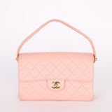Chanel Double Sided Medium Classic Flap Shoulder Bag Pink Lambskin 24K GP