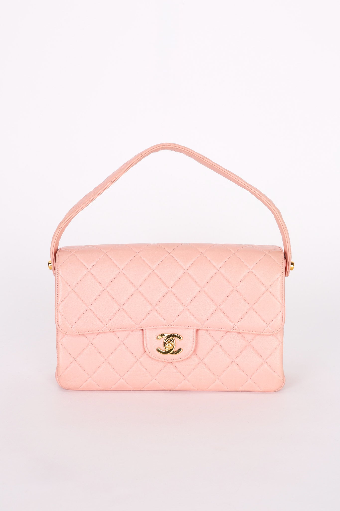 Chanel Double Sided Medium Classic Flap Shoulder Bag Pink Lambskin 24K GP