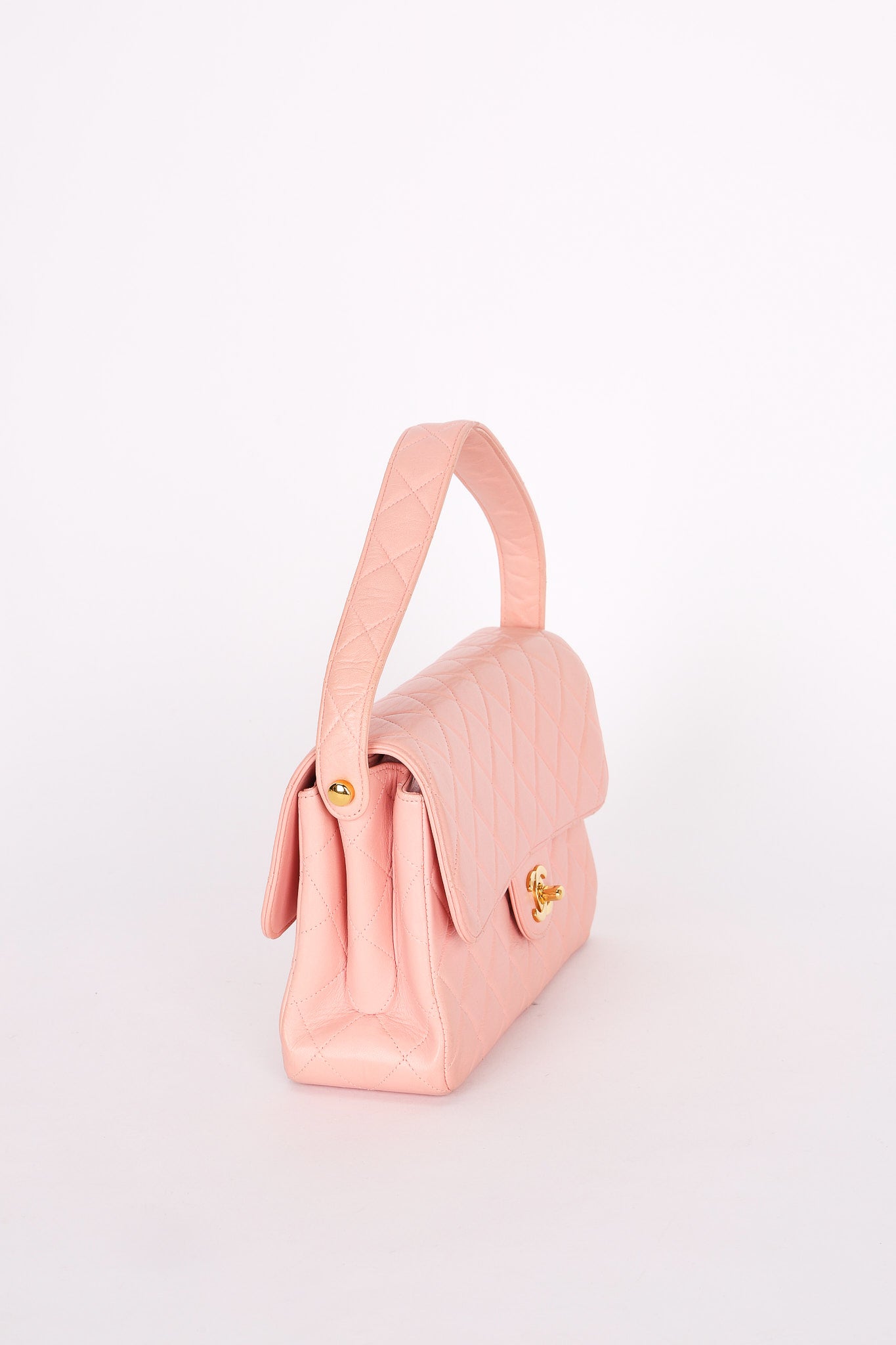 Chanel Double Sided Medium Classic Flap Shoulder Bag Pink Lambskin 24K GP
